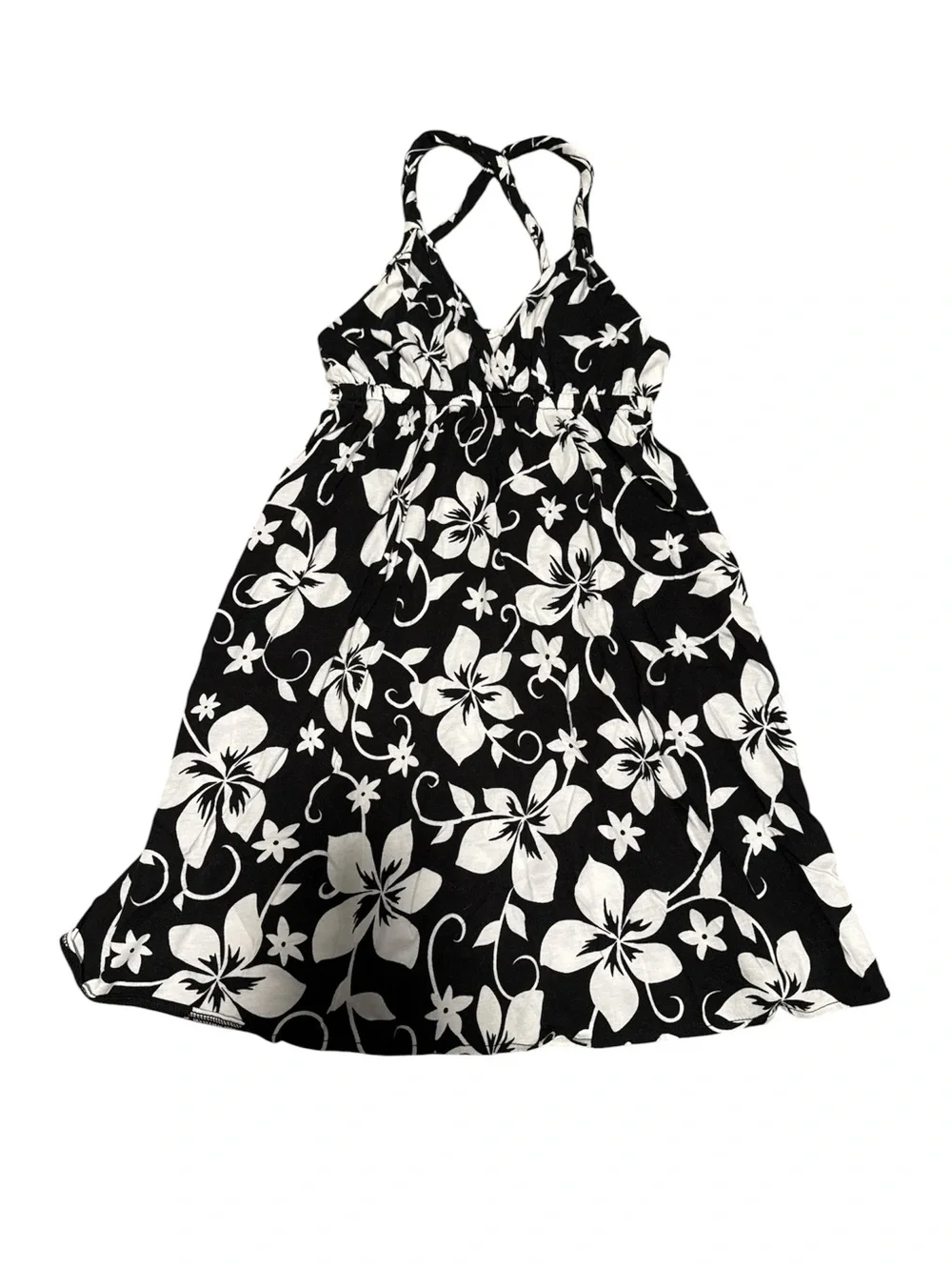 Xhilaration Black & White Floral Halter Dress for Girls